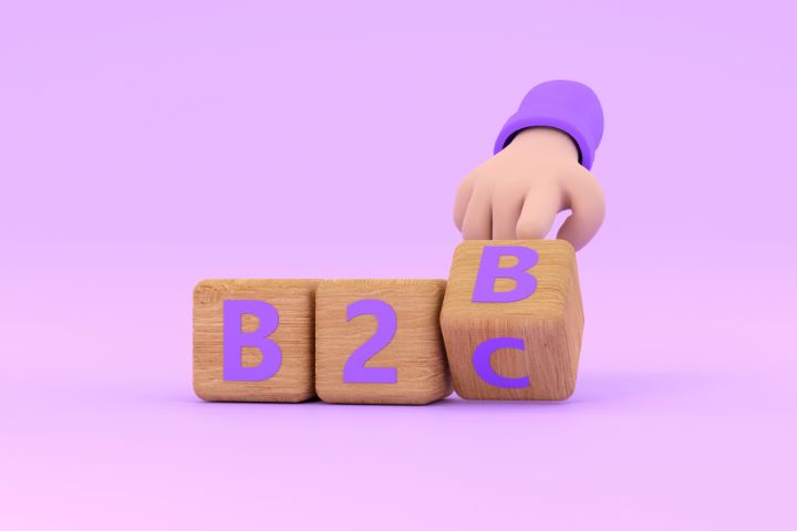 b2b vs b2c concept using wooden blocks depicting B2B and B2C
