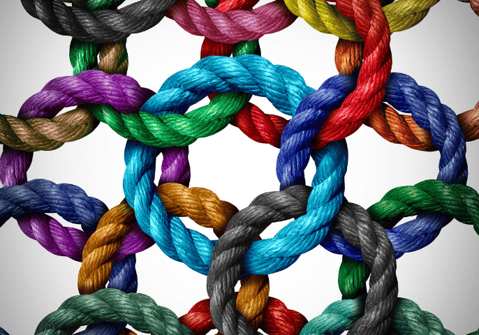 Why companies should have a CSR strategy - interlink colourful ropes that over lap.