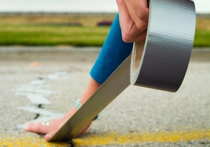 Tape measure on road depicting measurement and progress in marketing campaigns.